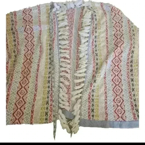 Cabi Womens Siesta Boho Multicolor Stripe Textured Fringe Poncho M/L - Picture 14 of 14